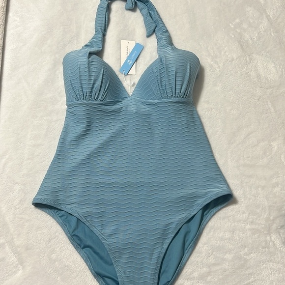 Cupshe Aleah Backless V-neck Halter Back Tie One Piece Swimsuit Sz L NWT - Picture 4 of 8